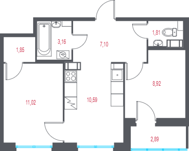 2 ккв 45,9 м²