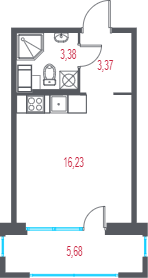 Студия 24,7 м²