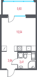 Студия 24,3 м²