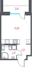 Студия 24,5 м²