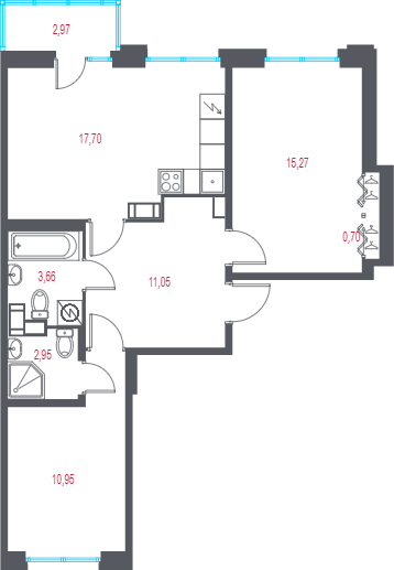 3 ккв (Евро) 63,2 м²