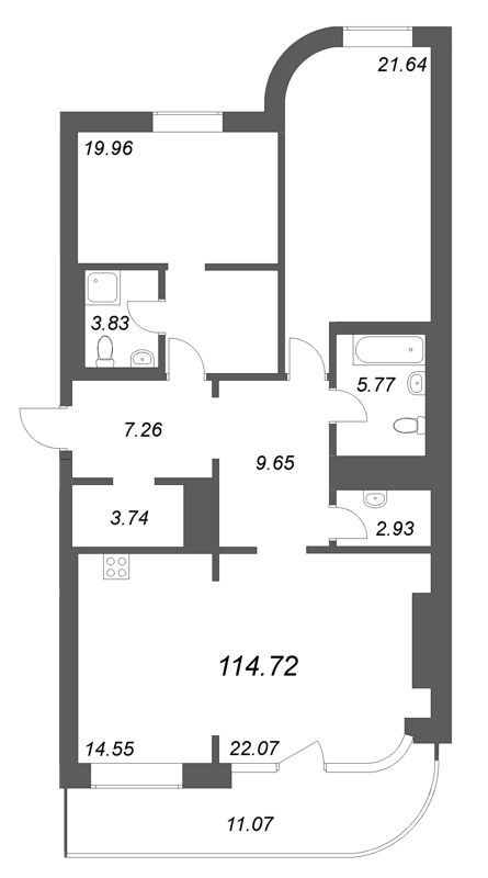 3 ккв (Евро) 114,7 м²