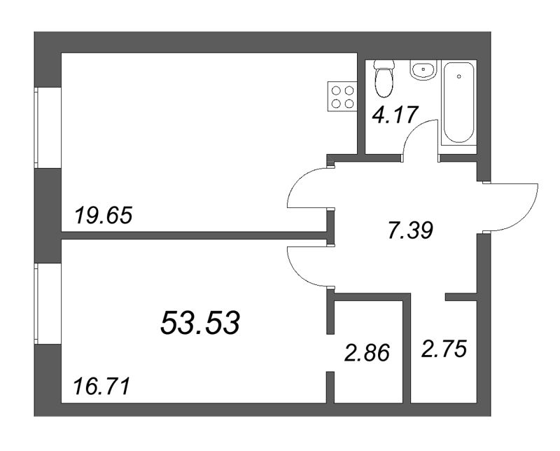2 ккв (Евро) 53,5 м²
