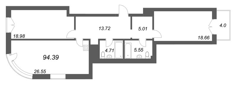 3 ккв (Евро) 94,4 м²