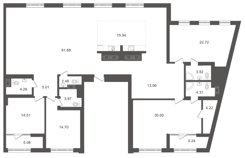 3 ккв (Евро) 240,7 м²
