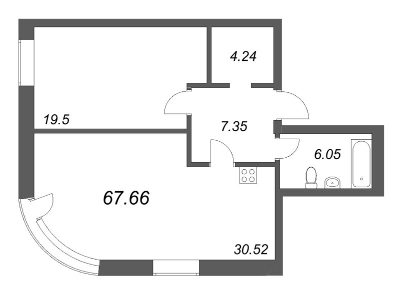2 ккв (Евро) 67,7 м²