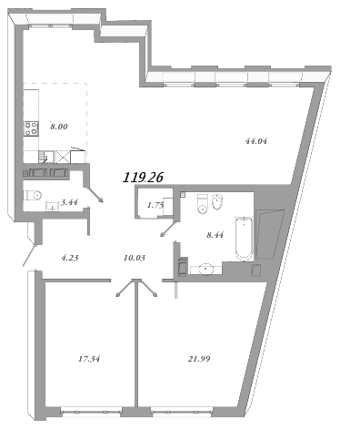 3 ккв (Евро) 121,9 м²
