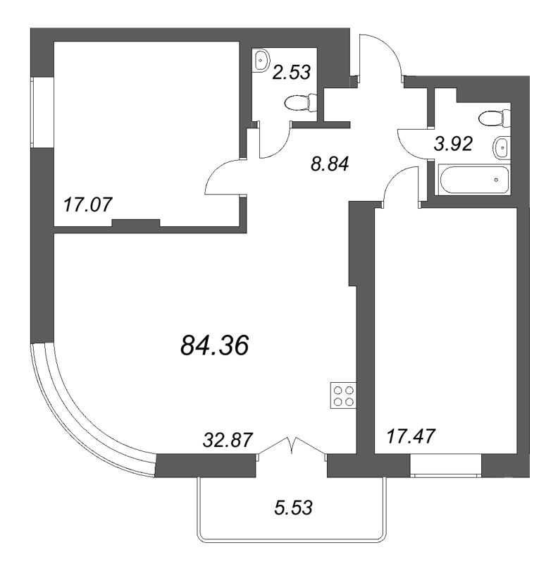 3 ккв (Евро) 84,4 м²