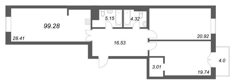 3 ккв (Евро) 99,3 м²