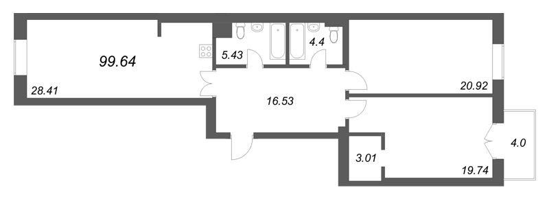 3 ккв (Евро) 99,6 м²