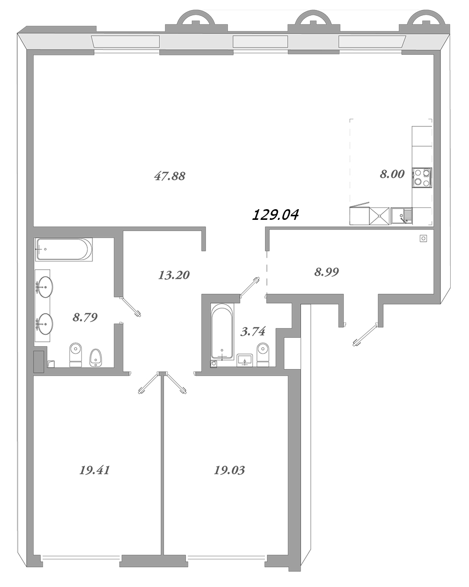 3 ккв (Евро) 132,5 м²