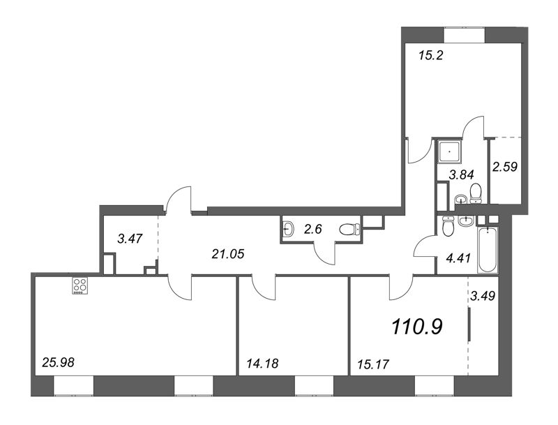 4 ккв (Евро) 110,9 м²