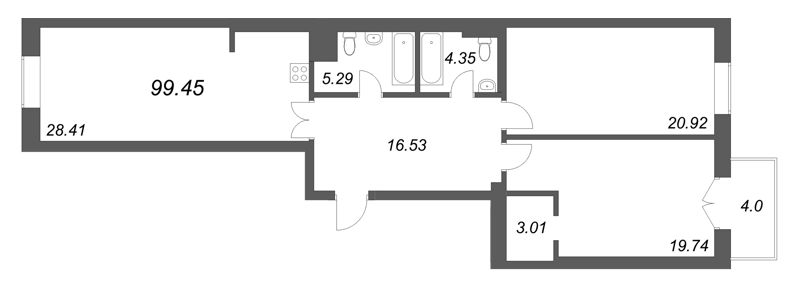 3 ккв (Евро) 99,5 м²