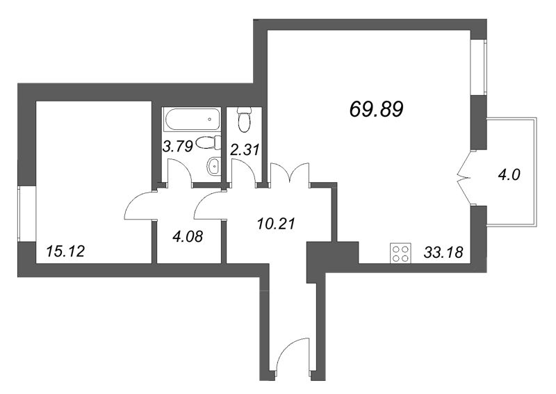 2 ккв (Евро) 69,9 м²