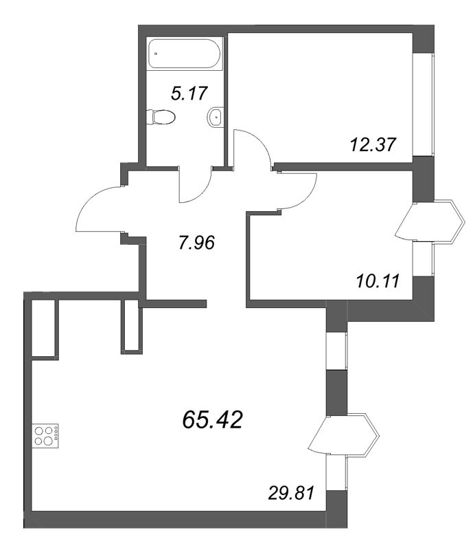 3 ккв (Евро) 65,4 м²