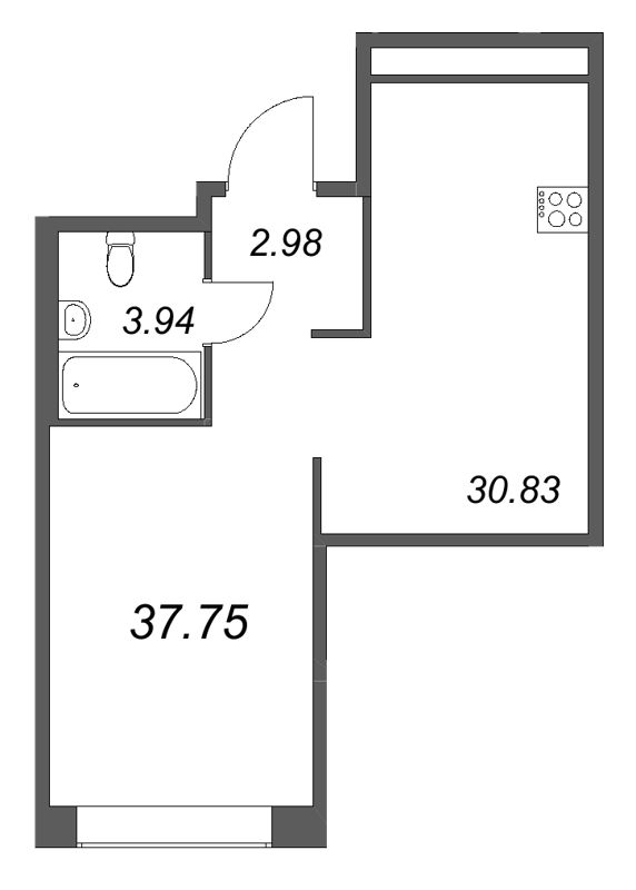 Студия 37,8 м²