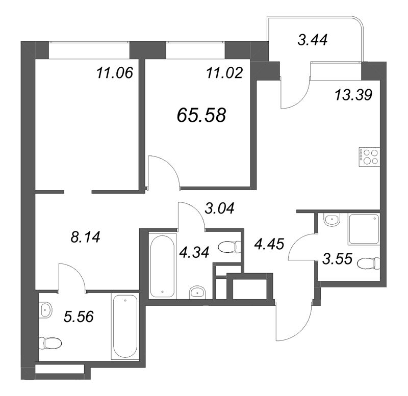 2 ккв 65,6 м²