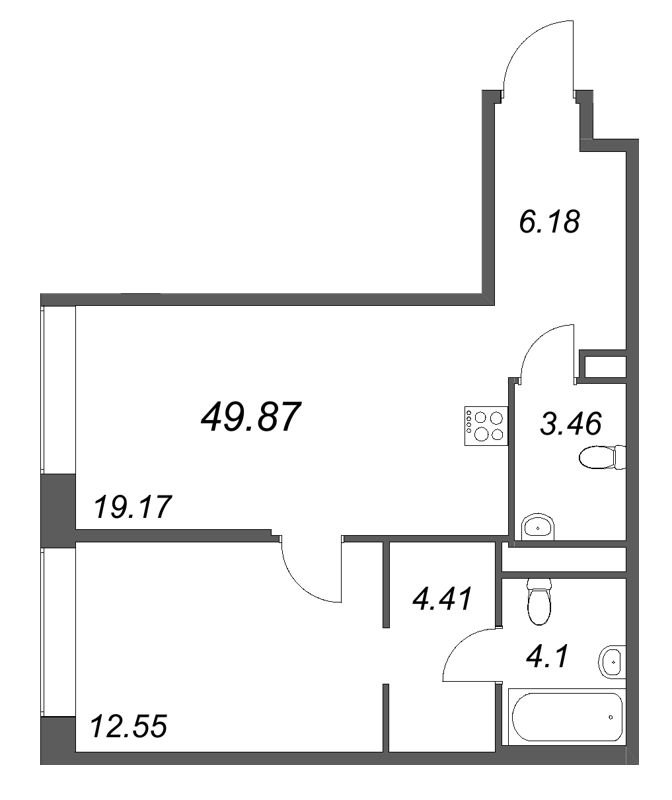 2 ккв (Евро) 49,9 м²