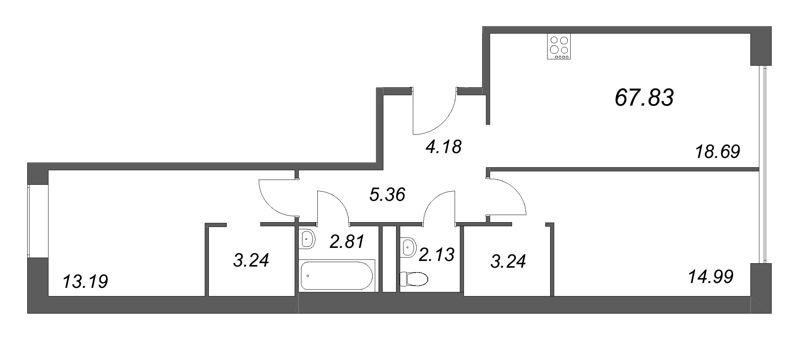 3 ккв (Евро) 67,8 м²