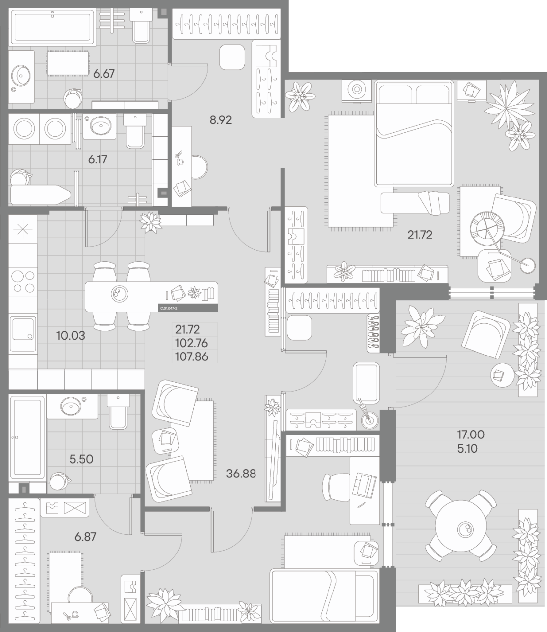 3 ккв (Евро) 105,9 м²