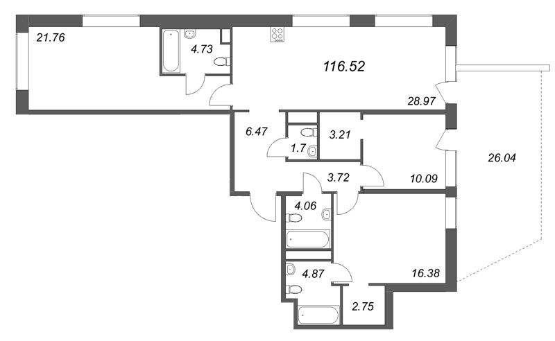 4 ккв (Евро) 116,5 м²