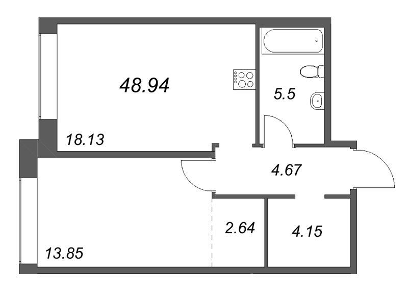 2 ккв (Евро) 48,9 м²