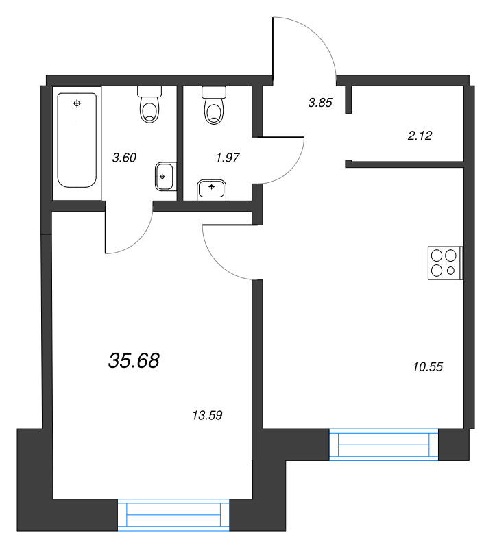 2 ккв (Евро) 35,7 м²