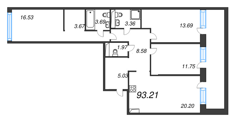 4 ккв (Евро) 93,2 м²