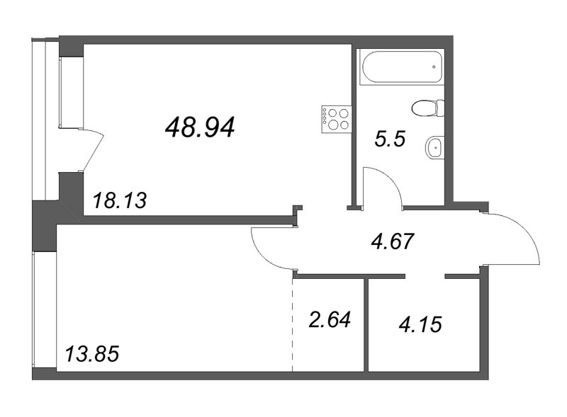 2 ккв (Евро) 48,9 м²