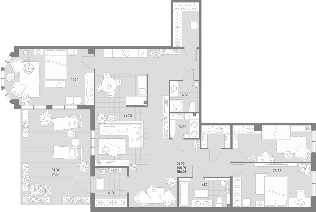 4 ккв (Евро) 152,1 м²