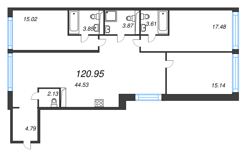 4 ккв (Евро) 122,1 м²
