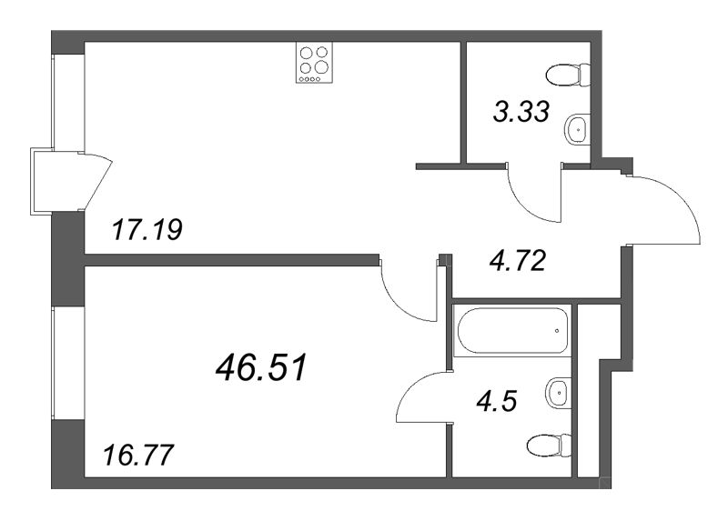 2 ккв (Евро) 46,5 м²