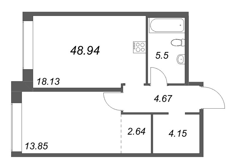 2 ккв (Евро) 48,9 м²