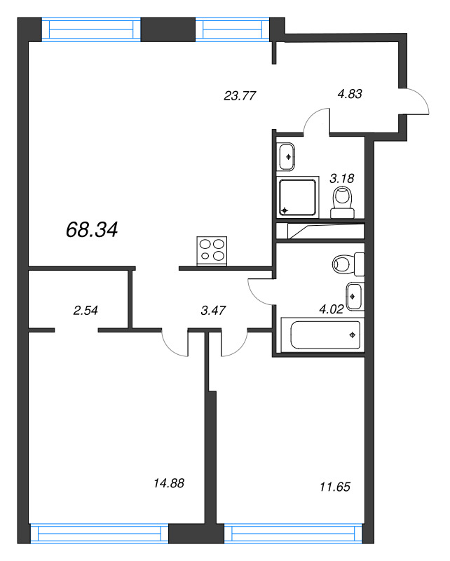 3 ккв (Евро) 68,5 м²