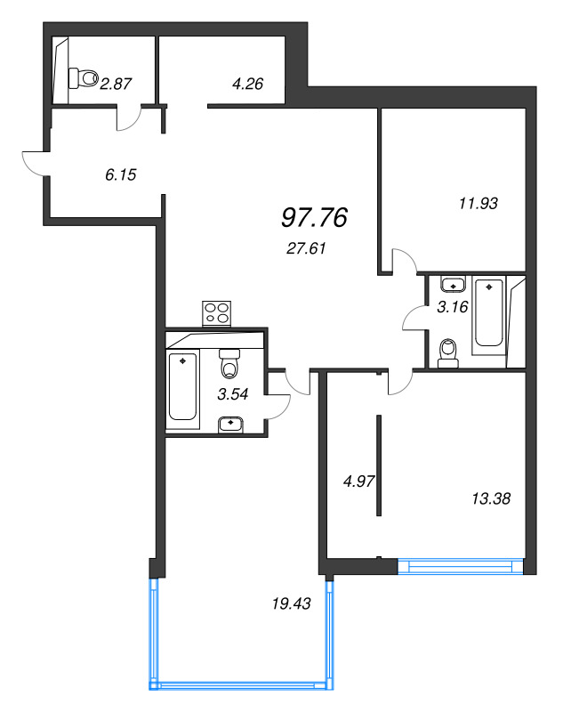 4 ккв (Евро) 99,2 м²