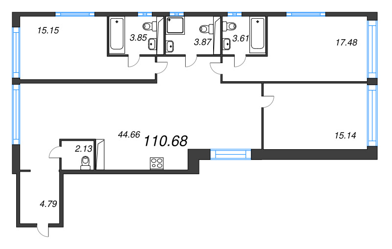 4 ккв (Евро) 110,7 м²