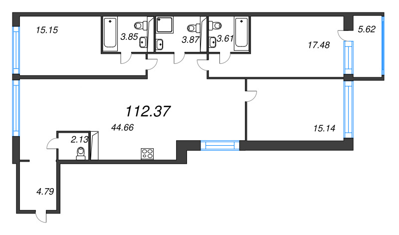 4 ккв (Евро) 111,7 м²