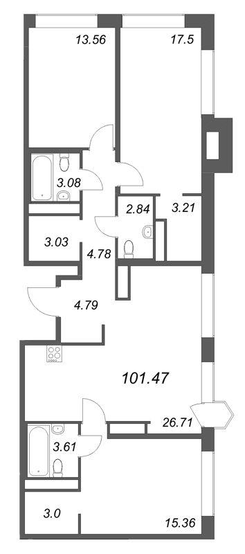 4 ккв (Евро) 101,5 м²