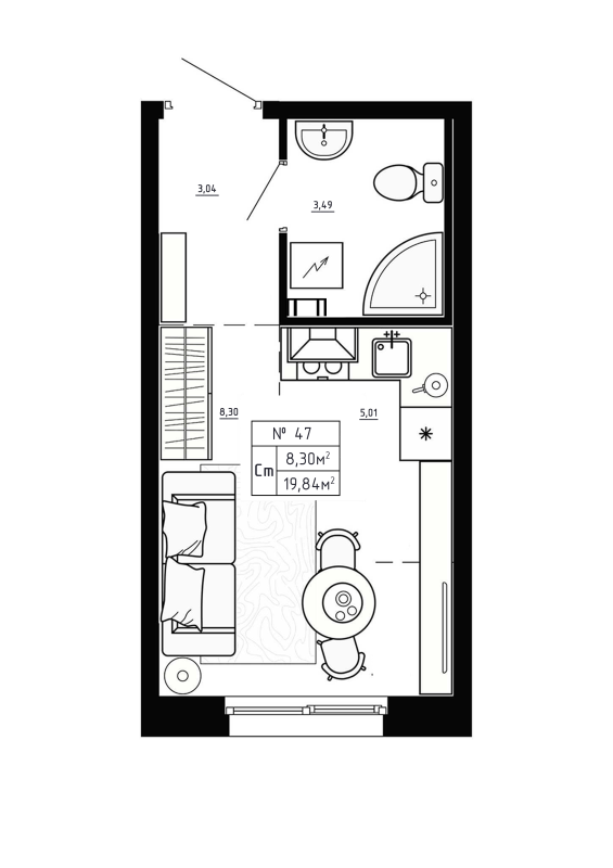 Студия 19,8 м²