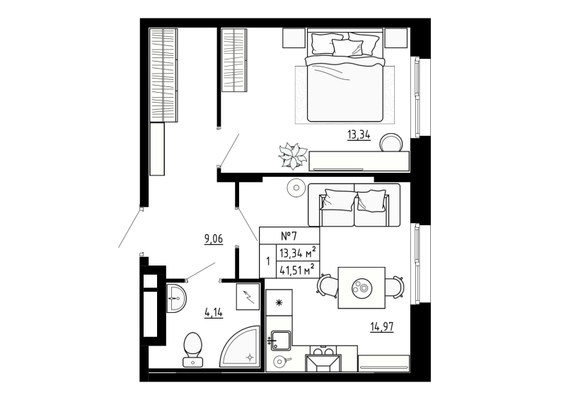 1 ккв 41,7 м²