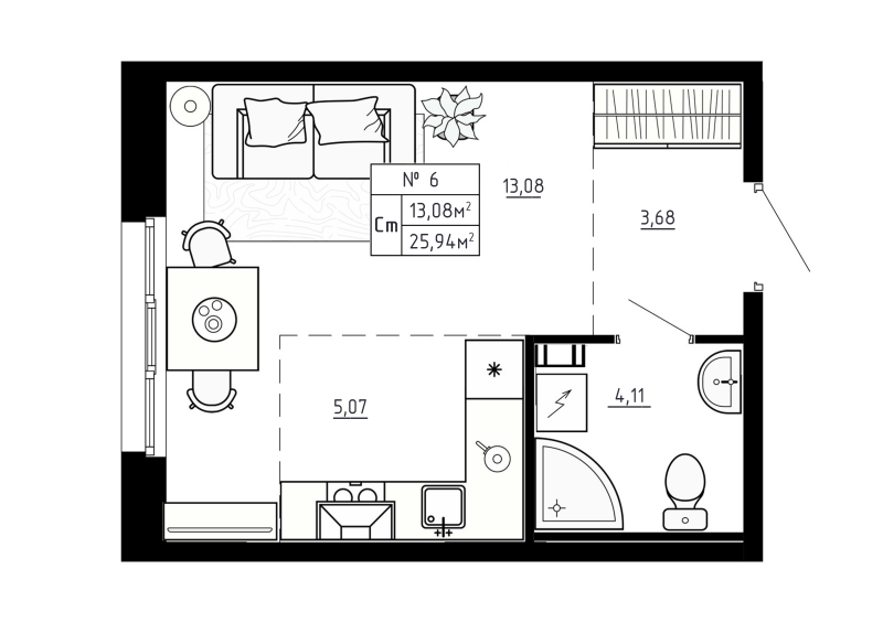Студия 25,9 м²