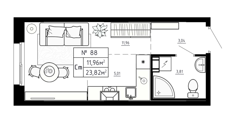 Студия 23,8 м²