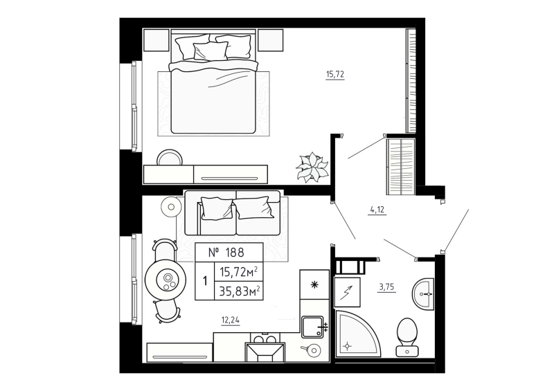 1 ккв 35,8 м²