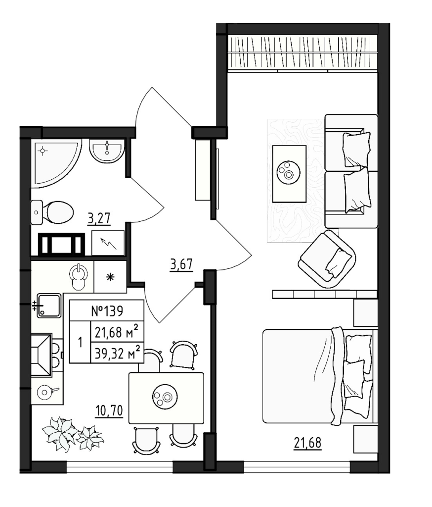 1 ккв 39,3 м²