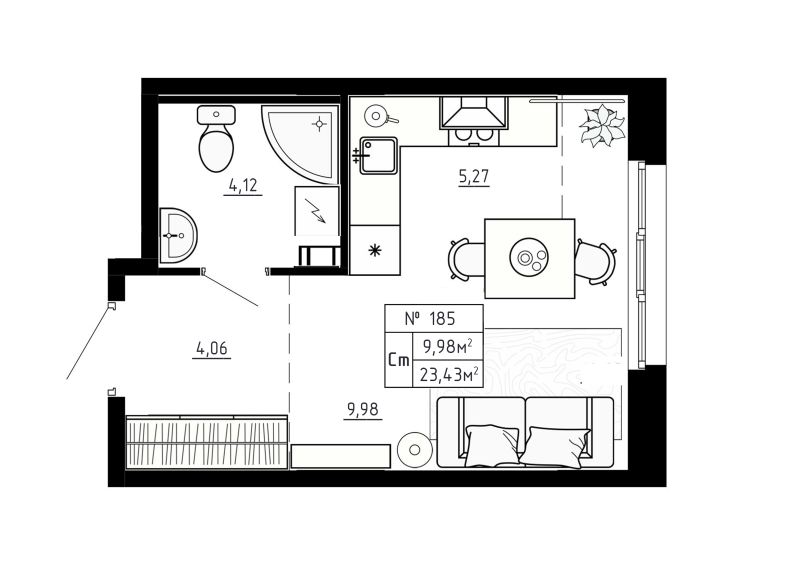 Студия 23,4 м²