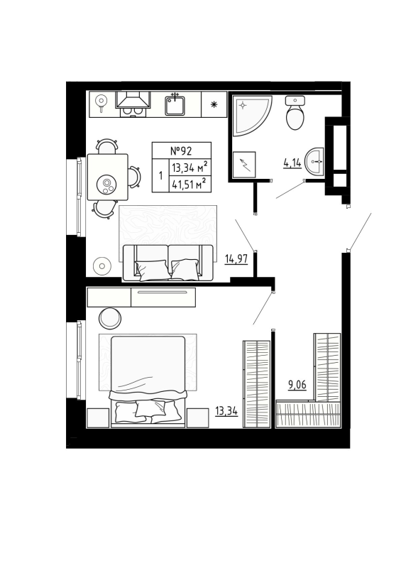 1 ккв 41,8 м²