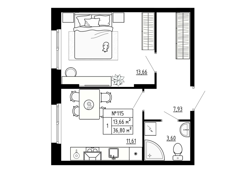 1 ккв 36,8 м²
