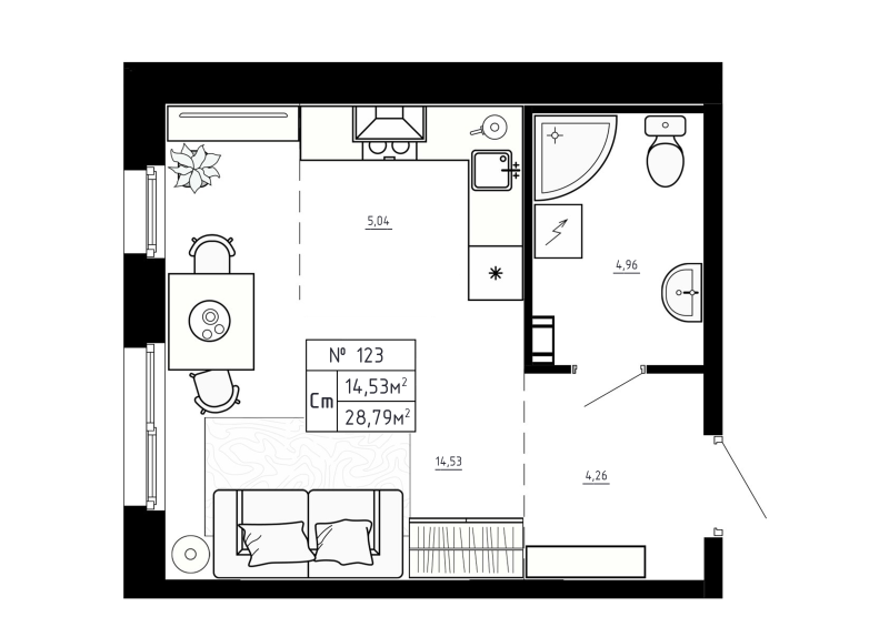 Студия 28,8 м²