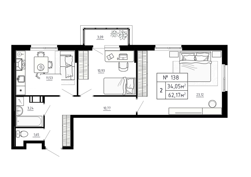 2 ккв 62,2 м²