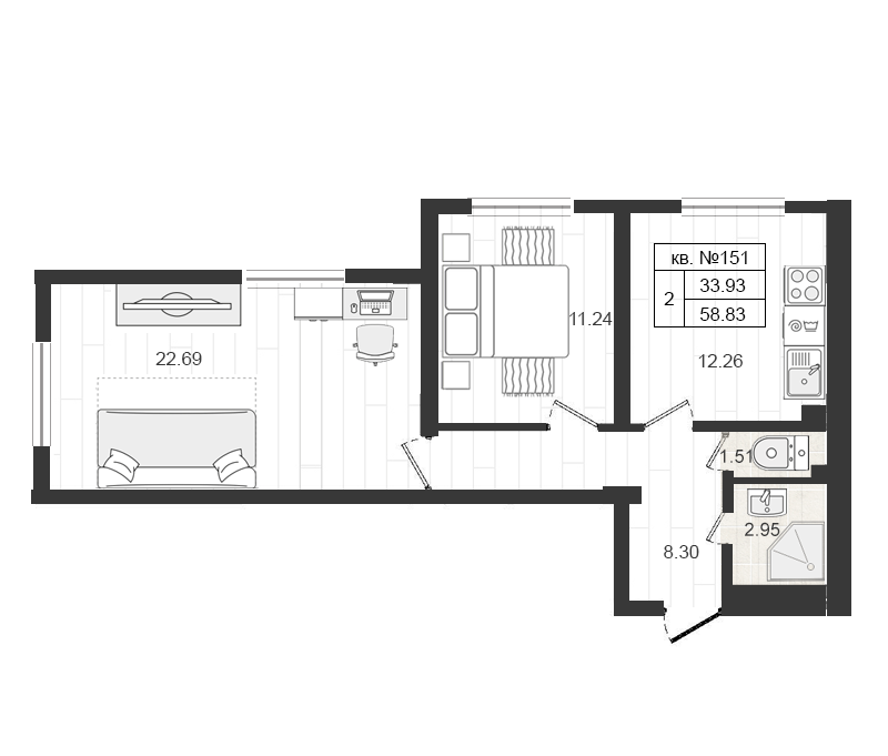 2 ккв 59,2 м²